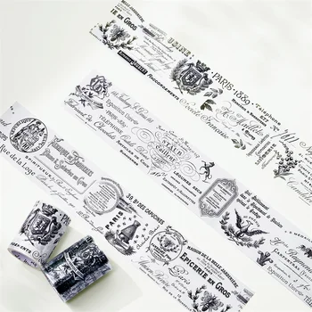 WT Vintage Lettres d'antan Washi PET Bantlar Çıkartmalar Scrapbooking Malzemeleri Çıkartmalar Maskeleme Bandı Günlük Malzemeleri 6cm x 5m