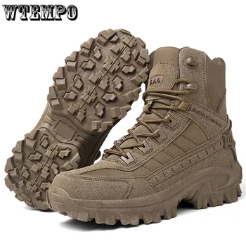 WTEMPO Erkekler Taktik Çizmeler asker botu Erkek Askeri Çöl Su Geçirmez Ayak Bileği Erkekler Açık Botlar Ayakkabı Tırmanma yürüyüş ayakkabıları