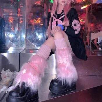 Y2k Grunge Tatlı Pembe Yıldız Çorap Mujer 2023 Yaz Yeni Harajuku bacak ısıtıcıları E-Kız Kawaii Kalın Sıcak Lolita kadın çorap