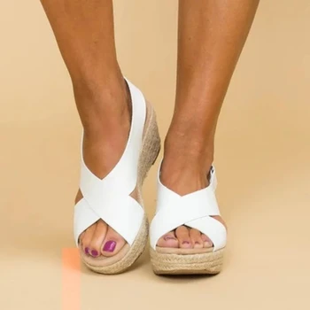 Yaratıcı Kenevir Alt Sandalet Kadınlar için 2023 Yaz Moda Rahat Konfor Burnu açık Yüksek Topuk Düz Kama Ayakkabı