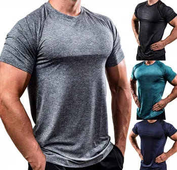 Yaz erkek Spor Kısa Kollu T Gömlek Koşu Spor Kas T-Shirt Slim Fit Egzersiz Casual Yüksek Kalite Tees Spor Giyim