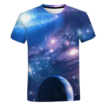 Yaz Erkekler ve Kadınlar Yeni 3d Baskılı Galaxy T-shirt Büyük Boy Hip-Hop Sokak Üstleri Moda Rahat harajuku tişört