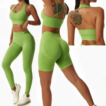 Yaz Kaburga Yoga Seti Egzersiz Kıyafetleri Kadınlar için Spor Sutyeni Yüksek Bel Tayt Şort Spor Salonu Giyim