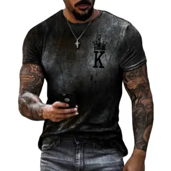 Yaz Poker K 3D Baskı erkek tişört Avrupa Ve Amerikan Sokak Moda Giyim Gevşek Büyük Boy Çabuk Kuruyan T-Shirt XXS-6XL