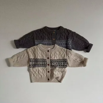 Yeni Bebek Uzun Kollu Örgü Ceket Vintage Bebek Rahat Kazak Pamuk Kız Örme Hırka Ceket Sonbahar çocuk kazağı Tops