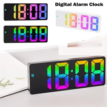 Yeni dijital alarmlı saat Saat Renkli Yazı Tipleri LED çalar saat Yatak Odası İçin Elektronik LED masa saati ekran alarmı Saat Süsler