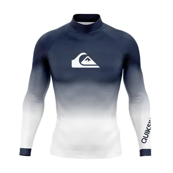Yeni erkek Mayo Yüzme sörf tişörtü Uzun Kollu Döküntü Guard UV Koruma Plaj Sıkı Hızlı Kuru Üst Takım Elbise Sörf Spor Giyim