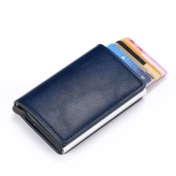 Yeni erkek Rfıd Otomatik Pop Up İş Kredi kart tutucu Alaşım Alüminyum Kabuk Anti manyetik kartlıklı cüzdan