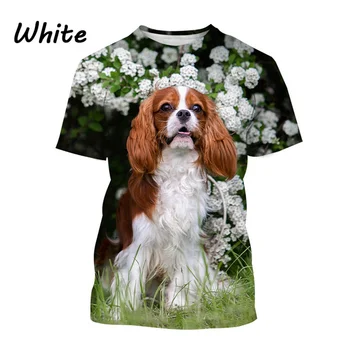 Yeni Güzel Cavalier Köpek 3D Baskı Kişilik T Shirt Hayvan Köpek Kral Charles Spaniel Sevimli Harajuku Tarzı