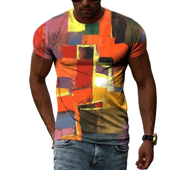 Yeni Moda 3D Graffiti Hip Hop Erkek T-shirt Yaz Trendly Rahat Kişilik Baskı Tees Harajuku Streetwear Kısa Kollu Üst