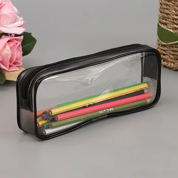 Yeni Şeffaf PVC kalem Çantası Tuval Çiçek Kırtasiye Saklama Kalem Kutusu Su Geçirmez Kalem Çantası Okul Öğrenci Malzemeleri