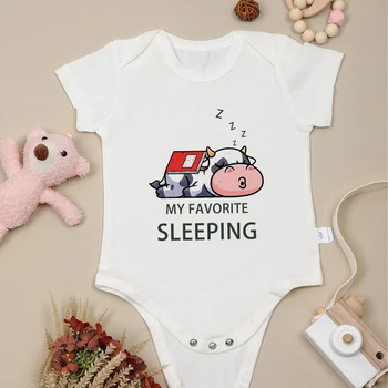 Yenidoğan Onesie Benim Favori Uyku Sevimli Erkek Bebek Kız Giysileri Karikatür Hayvan Moda Pijama Yaz Pamuk Yüksek Kaliteli Romper