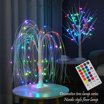 Yenilik Parti Dekorasyon LED Söğüt Ağacı RGB Peri Atmosfer Lambaları Noel Doğum Günü Hediyeleri İçin Uzaktan Kumanda İle