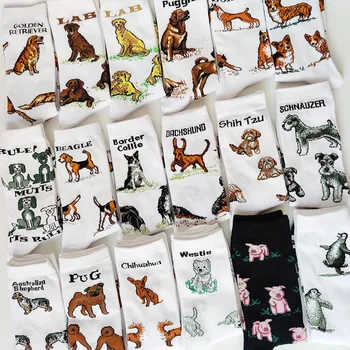 YENİ Ekip Moda Komik Kadın Çorap Sınır Collie Schnauzer Laboratuvar Scottie Beagle Boxer Pug Bulldog Sheltie Altın Doodle Retriever