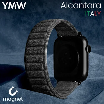 YMW Manyetik ALCANTARA Kayışı apple saat bandı 45mm 44mm 41mm 49mm Süet Deri Smartwatch Aksesuarları iWatch için 8 7 6 5 SE