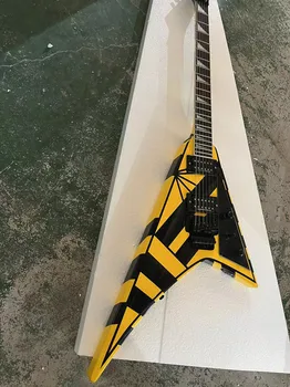 Yüksek kaliteli 6-string kırlangıç elektro gitar, İki renkli boya kaplama, Siyah donanım, Floyd rose köprüsü, özelleştirilebilir, ücretsiz teslimat