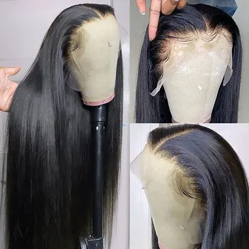 Yüksek Kaliteli Sentetik Saç 13x4 Dantel ön peruk Tutkalsız Düz ısıya dayanıklı iplik Saç Ön Koparıp Saç Çizgisi Kadınlar İçin Peruk