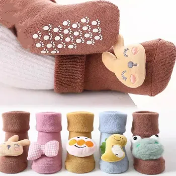 Yürümeye başlayan Çorap Yenidoğan Bebek Kış Kalın Prewalker Erkek Sonbahar Havlu Pamuk Kız Bebek Tırtıklı Taban Çocuklar Karikatür Çorap 0-3T