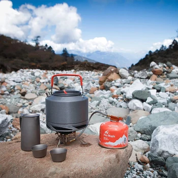 Yürüyüş demlik Açık Kamp Tencere Eşanjör Piknik su ısıtıcısı çay cezve 1.3 L filtre İle