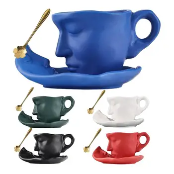 Yüz çay fincanları Renk Değiştiren Süt çay bardağı Renk Fincan Aksesuarları Doğum Günü Hediyeleri İçin Öpücük Çift Seramik Kahve kupa seti 3