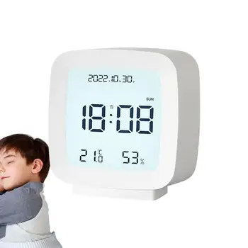 Zaman Saati Masaüstü Masa Saati Elektronik Alarm Dijital Saat Ses Kontrolü Gece Lambası Sıcaklık nem göstergesi