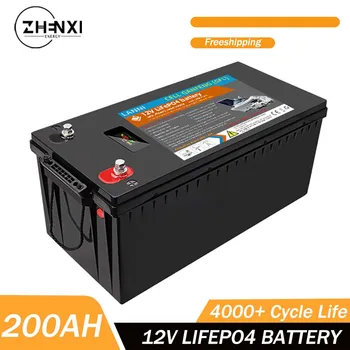 ZHENXI 12V 200Ah LiFePO4 pil döngüsü 6000+ RV enerji depolama şarj edilebilir pil Dahili BMS için güç ışıkları elektrik