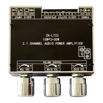 ZK-LT22 5.1 Bluetooth güç amplifikatörü Kurulu Çift 15W 2.1 Kanal Amplifikatör Kurulu İle 30W Subwoofer Ses Kutusu