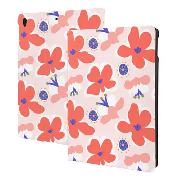 Çiçek Boyama Desen iPad kılıfı 2022 10.5 10.2 İnç kalemlik, PU Deri, İnce, Darbeye Dayanıklı, Otomatik Uyku / Uyandırma