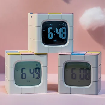 Çocuk Başucu Masaüstü Masaüstü Elektronik Dijital rubik Küp Geri Sayım Saati Yaratıcı Çok fonksiyonlu Gece Lambası