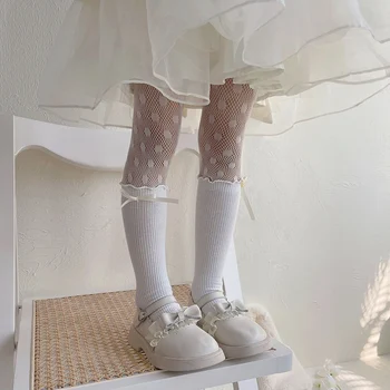 Çocuk İlkbahar Yaz Kızlar İlmek İnce Çorap Tayt Sevimli Fırfır Dantel Prenses Sivrisinek Önleme Elbise Çorap Çocuklar İçin