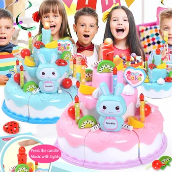Çocuk Simüle Doğum Günü Pastası Oyuncaklar Kız DIY Minyatür Gıda Simülasyon Oyun Evi mutfak seti Oyuncak Kız ve Erkek Yılbaşı Hediyeleri