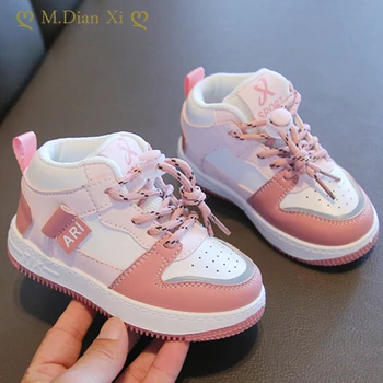 Çocuk Sneakers Kızlar koşu ayakkabıları Erkek Yüksek Top Tenis Basketbol Sneakers Çocuklar Rahat ayakkabı Yumuşak Tabanlı Bebek bebek ayakkabısı
