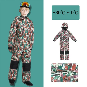 Çocuk Tek Parça Kayak Takım Elbise Kız Erkek Snowboard Ceket Rüzgar Geçirmez Su Geçirmez Çocuk Kayak Tulum kalınlaşmış Sıcak Kış Giyim