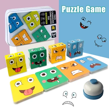 Çocuklar Yüz Değişimi Küp Oyunu Montessori İfade Bulmaca oyuncak inşaat blokları Erken Öğrenme Eğitim Maç Oyuncak Çocuklar için
