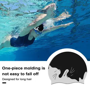 Çocuklar Yüzme Şapka Kadın Yüzmek Şapka Silikon Su Geçirmez Yüzme Şapka Çocuklar için Karikatür Desen Kuru Saç Yüzmek Kapaklar Kulaklar