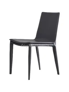 Özel eyer deri yemek sandalyesi Modern Minimalist tasarım Nordic ışık lüks italyan Minimalist endüstriyel tarzı ev otel