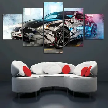 Özel Nissan 370z Nismo Araba Posteri 5 Panel Tuval Baskı Duvar Sanatı Ev Dekor HD Baskı Odası Dekor Resimleri Yok Çerçeveli 5 adet