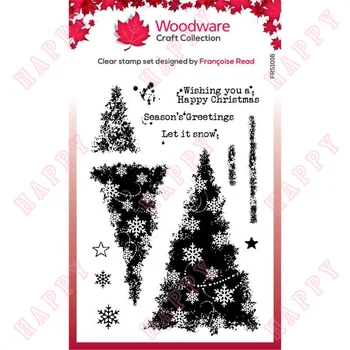 Şablon Yeni Noel Kar Tanesi Ağaçları Dekorasyon Temizle Pullar DIY Scrapbooking Günlüğü Albümü Kağıt Kartı Kabartma El Sanatları