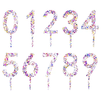 Şeffaf Glitter Numarası 0 1 2 3 4 5 6 7 8 9 Doğum günü Pastası Topper Çocuklar İçin Yetişkin Doğum Günü Partisi Yıldönümü Tatlı Kek Dekor