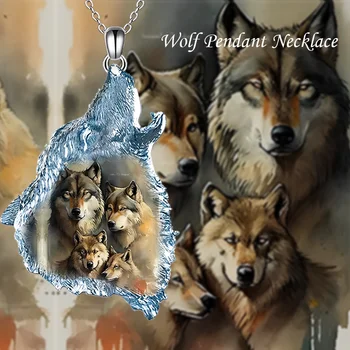 Şık erkekler ve kadınlar güzel hayvanlar kurt kolye kolye yıldönümü tatil hediye