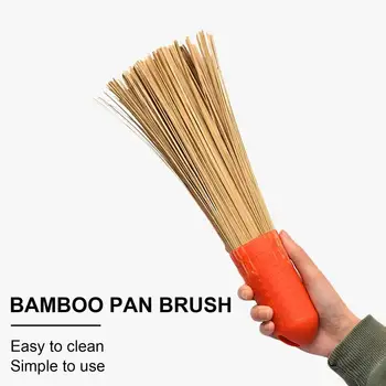 1 Adet Bambu Pot Kazıyıcı Doğal tahta fırçası Ahşap Saplı Mutfak Palmiye Fırça Temizleme Araçları Tava Plakası Dökme Çelik Tencere
