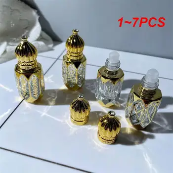 1 ~ 7 ADET 6ml Lüks Stil Altın Doldurulabilir Parfüm Şişeleri Cam Roll-on uçucu yağ Şişesi Boş Kozmetik Örnek Test