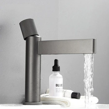 Havza Musluk Premium Gri Sıcak Soğuk Mikser evye musluğu Banyo Şelale musluk Güverte Üstü Tek Kolu Yıkama Dokunun
