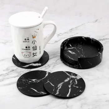 Mermer Coaster içecek kahve fincanı Mat çay Pedi Placemats PU deri kaymaz ısı yalıtımlı Masa Placemats yaratıcı 6 ADET