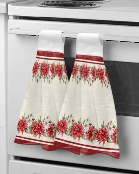 Noel Atatürk Çiçeği Çiçek el havluları Mutfak Mikrofiber Bulaşık Bezleri Temizlik Bezi Banyo Emici Asılı Havlu