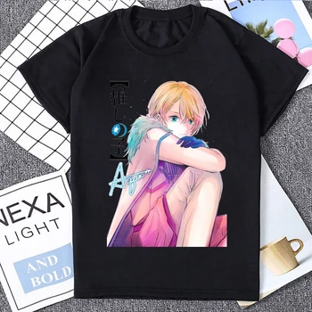 Oshi Hiçbir Ko Japonya Tarzı Sevimli Ai Yakut ve Aqua T Shirt Kadın Estetik Grafik Tee Kawaii Kadın Anime Rahat Yaz Clotehs Tops