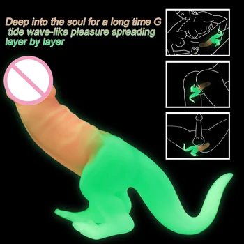 Yeni Gerçekçi Aydınlık Dinozor Anal Plug Büyük Silikon Canavar Yapay Penis Hayvan Penis Büyük Dick Yetişkin Anüs Vajina Seks Oyuncakları G-Spot 18