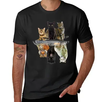 Yeni Kediler Yansıma Arkadaş Kedi Severler Kesim kaplan tişört Büyük Boy t-shirt siyah t shirt elbise erkekler için