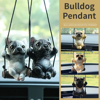 Yeni Reçine Sevimli Salıncak Bulldog Kolye Fransız Köpek Anime araba aksesuarı Oto dikiz aynası Süsler doğum günü hediyesi Aksesuarları
