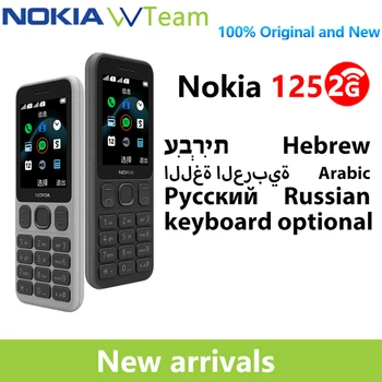 Yeni ve Orijinal Nokia 125 2G Cep Telefonu Çok Dilli Çift SIM 2.4 inç Kartları FM Radyo 1020mAh Özelliği Cep Telefonu